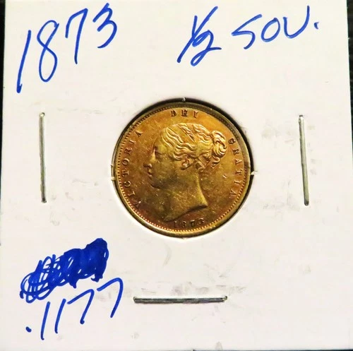 1873 Victoria Gold Half Sovereign — photo from the most recent tracked eBay sale