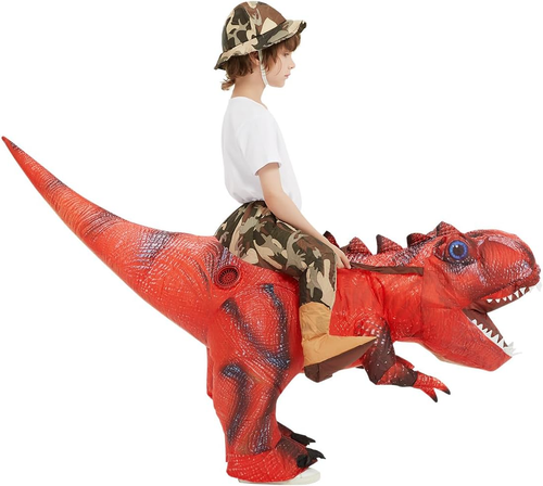 Costume dinosauro gonfiabile per bambini equitazione T Rex divertente esplodere ragazzi ragazze costume - Foto 5 di 12