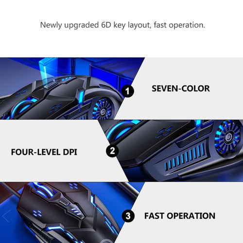1Pc Mute Mouse Luminescent Creative Mouse Computer Accessory (Black) - 第 2/12 張圖片