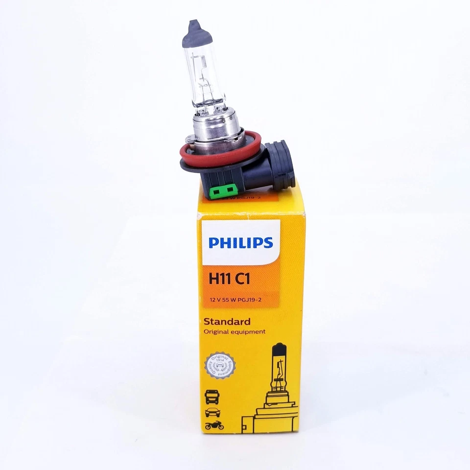 x2 Bombillas Philips Estándar H11 55W Cabezal Luz Viga Baja Reemplazar Plug Play Halógeno Foto 4 de 4