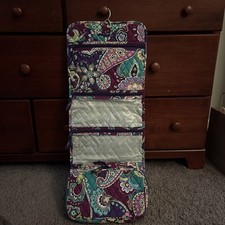 Vera Bradley Tri-Fold Purple Green Paisley Travel Cosmetic Bag Retired