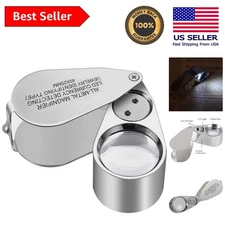Compact 40X Metal Magnifying Glass with LED - Perfect for Jewelry and Coins