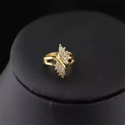 1.00Ct Round Cut Simulated Diamond Engagement Ring 14K Yellow Gold Plated