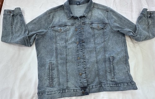 3XL MENS JACKET COAT BLUE DENIM. George Brand. Distressed Truckers. Button.Biker - Picture 7 of 15