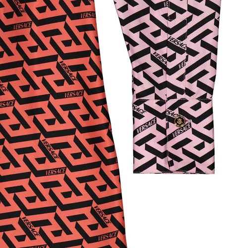 Versace Ladies La Greca Monogram Silk Midi Shirt Dress - Picture 6 of 6