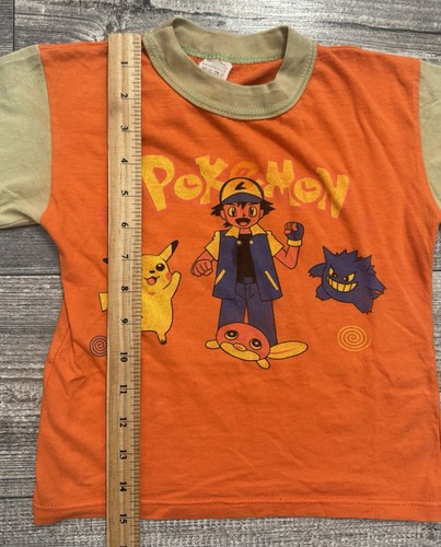 Vintage Pokemon Shirt Kleinkind Kind Gr. 6 Euro Ash Pikachu Gengar Poliwag Orange - Bild 3 von 6