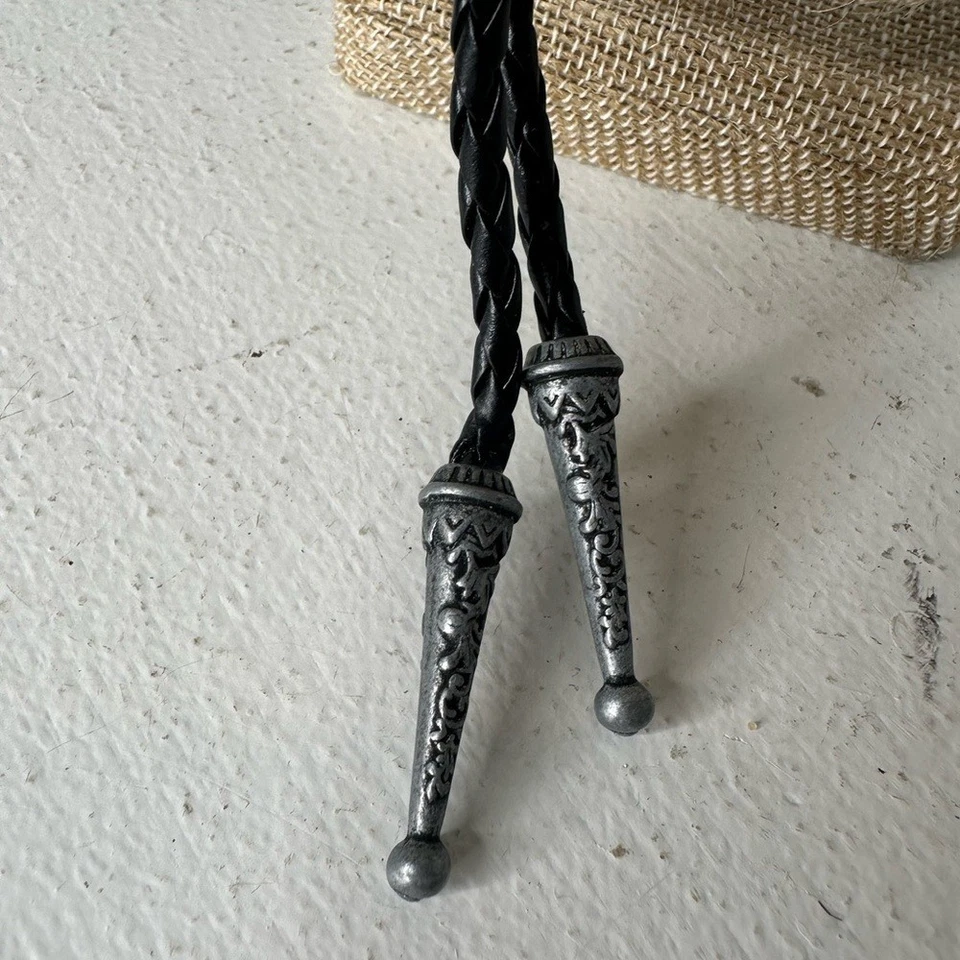 Corbata Western Bolo de colección cuerda trenzada negra concho suroeste rodeo Foto 2 de 4