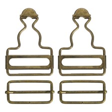Overall Buckles, 2 Sets Retro Suspender Replacement Buckles 35mm, Bronze Tone