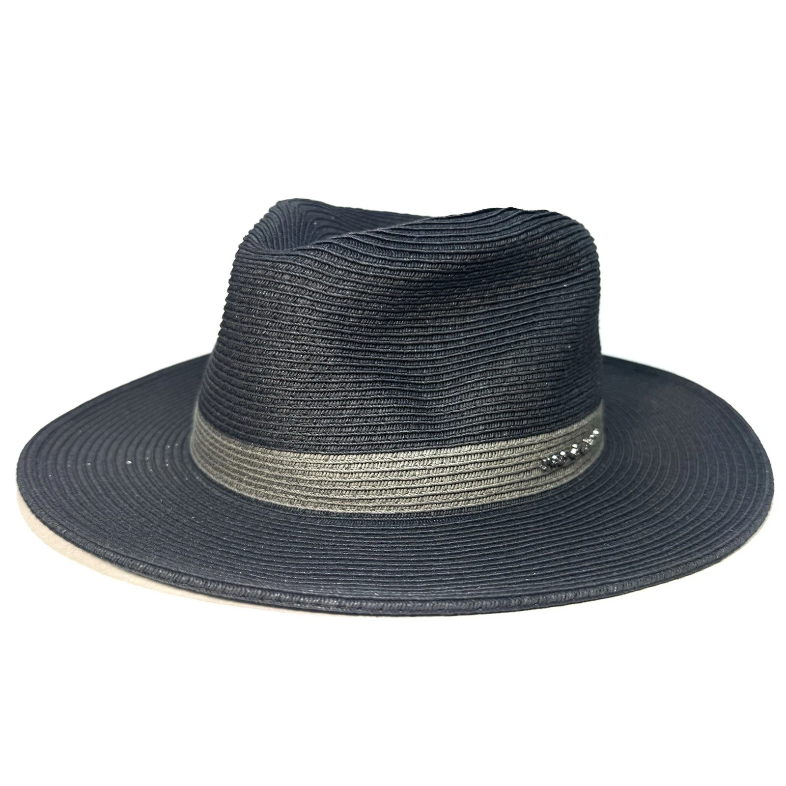 RAG & BONE Womens City Straw Logo Stripe Hat Black (MSRP $250)