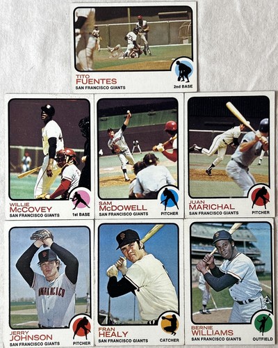 Lotto 7 carte Topps Baseball San Francisco Giants 1973 ottime condizioni McCovey Marichal