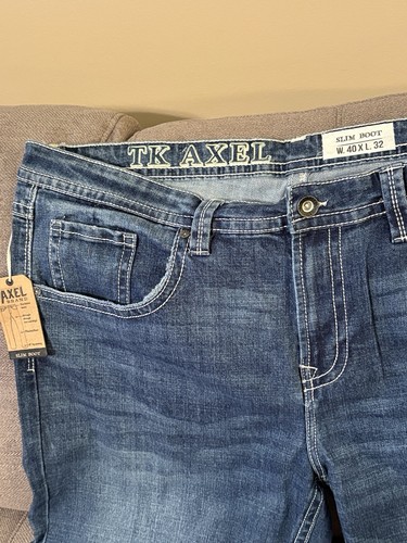 TK Axel Slim Boot Stretch Jeans Medium Wash Denim 40x32 NWT - Picture 2 of 3