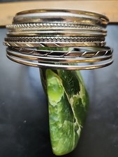 Silver Tone Bangle Bracelets Simple Stack Set of 10 BANGLE BRACELETS
