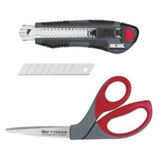Clauss 8" Bent Titanium Non-Stick Shear & Snap Blade Utility Knife Set + Blades