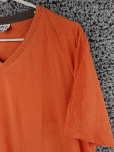 Armani Collezioni V-Neck Tee Mens XL Orange Stretch Cotton Blend Italy Luxury - Picture 3 of 13