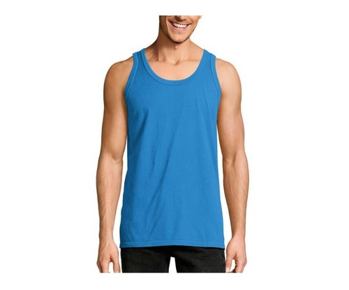 Hanes Mens Comfort Wash USA Cotton T-Shirt Tank Top Muscle 2XL Royal Blue NEW - Picture 5 of 6
