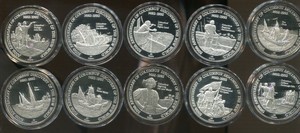 1992-Turks-amp-Caicos-500th-Anniv-Columbus-10-pc-Silver-Proof-Coin-Set