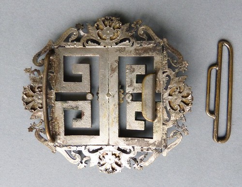 Grande Boucle de ceinture en métal et émail Style ART NOUVEAU 1900 buckle - Picture 3 of 3