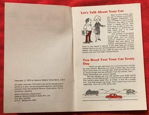 GMH HOLDEN COMMODORE VB LETS TALK BROCHURE SERVICE BOOK Signals Checklist Book 5 - Foto 5 di 11