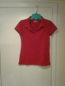 Cherokee Girls Uniform Short Sleeve Polo with Faux Twofer