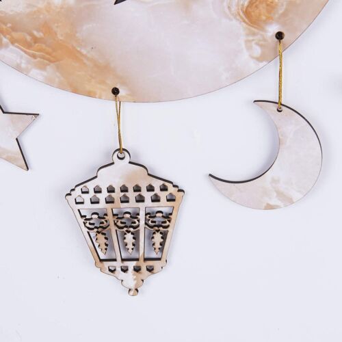 2 Piece Islam Ramadan Eid Hanging Moon Star Lantern Pendant Ornament Decoration - Picture 2 of 5