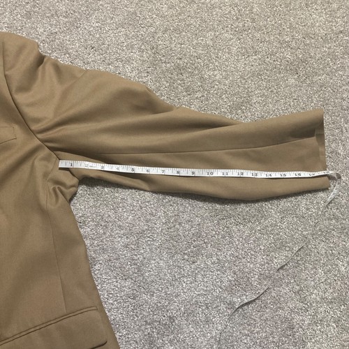 STAFFORD jacket blazer sport coat wool blend gold buttons khaki business 48 L - Picture 12 of 18