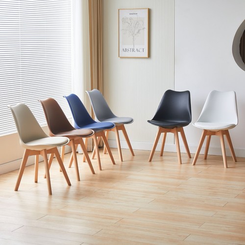 Set of 4 Dining Chairs Padded Seat with Wooden Legs Kitchen Office Living Room - Picture 73 of 87