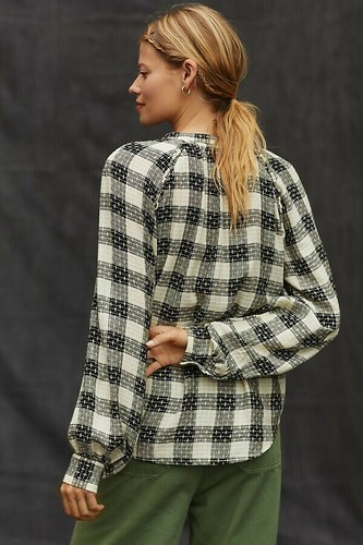 New! XS  Anthropologie Plaid  "Pilcro Breezy Buttondown " Blouse Sold Out - Picture 7 of 7