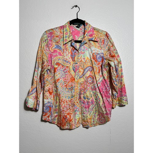 Ralph Lauren vintage paisley floral 3/4 sleeve button down