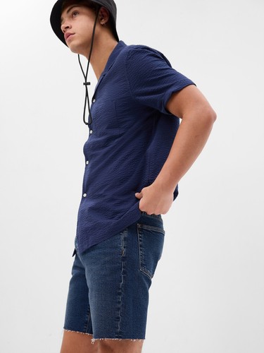 Neu mit Etikett - GAP Herren 8" dunkel gewaschene Denim-Shorts in GapFlex mit Waschbecken 33-34 - 59 $ - Bild 2 von 6