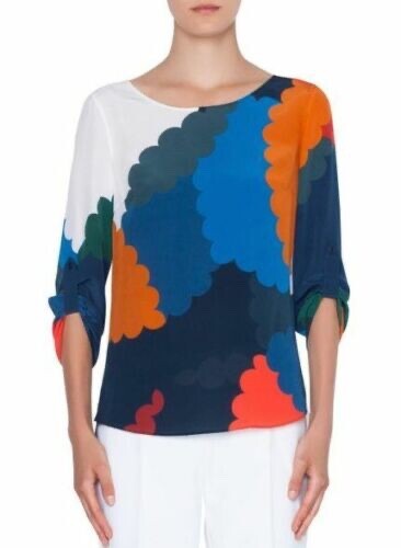 Akris Punto Memphis-Nuvola Print Silk Blouse SZ 38 = US 6 - Worn-once RT $695+Tx - Picture 1 of 5