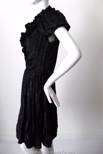 JIGSAW BLACK CLASSICS Dress Ruffle Short Sleeve Size 2 AU/UK 8 - 10 US 4 - 6 - Picture 9 of 11