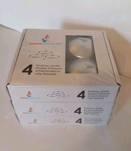 Mega Candles Unscented 3" SILVER Floating Disc Candles Set of 12 New In Package  - Picture 2 of 9