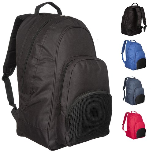 100% PLAIN BLACK Mens Large Backpack Bags - WORK TRAVEL HIKING RUCKSACK SCHOOL - Picture 1 of 14