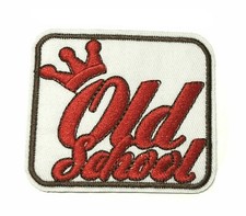 OLD SCHOOL PATCH Funny Saying Embroidered Hook and Loop Decorative Applique