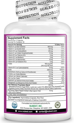 NuBest Hair Xtra - Hair Growth Vitamin for Faster Hair Growth - 60 Hair Growth - Picture 7 of 8
