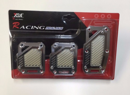 3PC SET SILVER BRAKE GAS CLUTCH RACING PEDAL PADS MANUAL TRANSMISS. PDL- 8513S - Picture 2 of 3