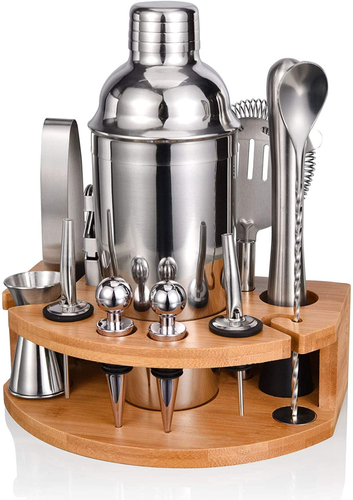 Bartender Kit Stylish Bamboo Stand, 12 Piece 25oz Cocktail Shaker Set for Mixed - Picture 12 of 12