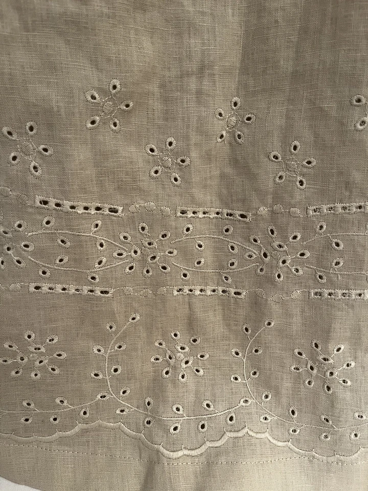 Falda Trompeta SAINT TROPEZ WEST 100% Lino Talla 10 Midi Cremallera Lateral Marfil Ojales Foto 3 de 4