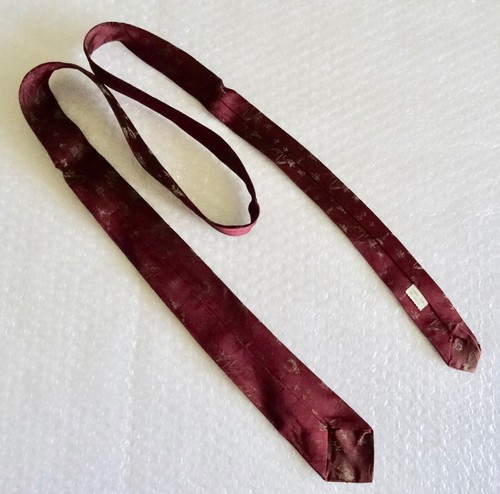 nECKTIE MAROON & TAN DESIGN REGAL STATELY VINTAGE MENS FASHION ALL SILK neocurio - Picture 4 of 8