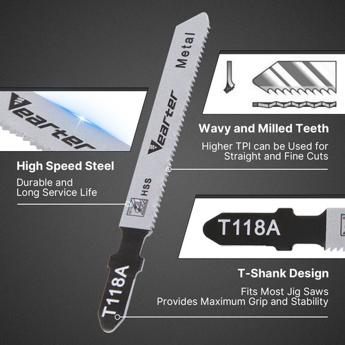 5PCS/Pcak T-shank Assorted HSS Jig Saw Blades Set Metal Cutting Jigsaw Blade - Picture 5 of 11