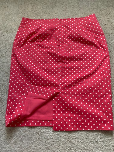 NUOVA gonna a matita Ann Taylor rosa brillante a pois foderata in cotone elasticizzato taglia 12 - Foto 3 di 4