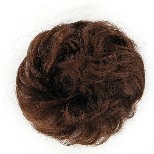 hair bun scrunchie for ponytail dark coppery brown 17:31 peruk - Foto 1 di 2