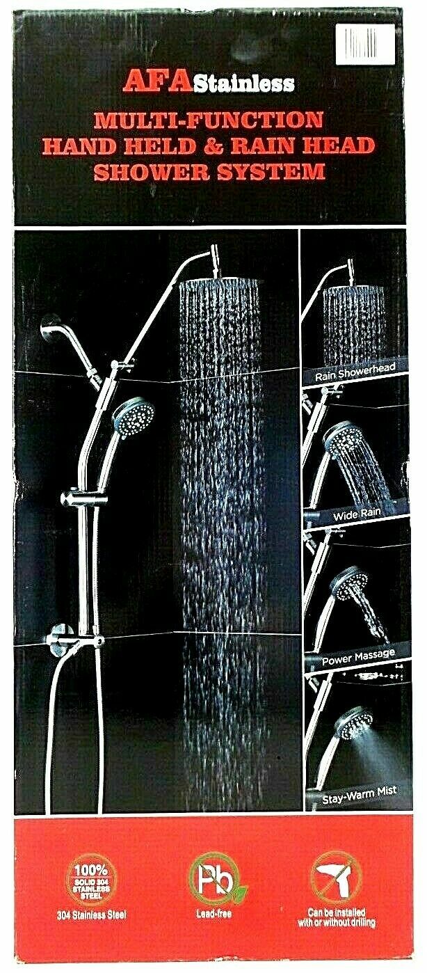 AFA Stainless Steel MultiFunction Hand Held & Rain Head Shower System
