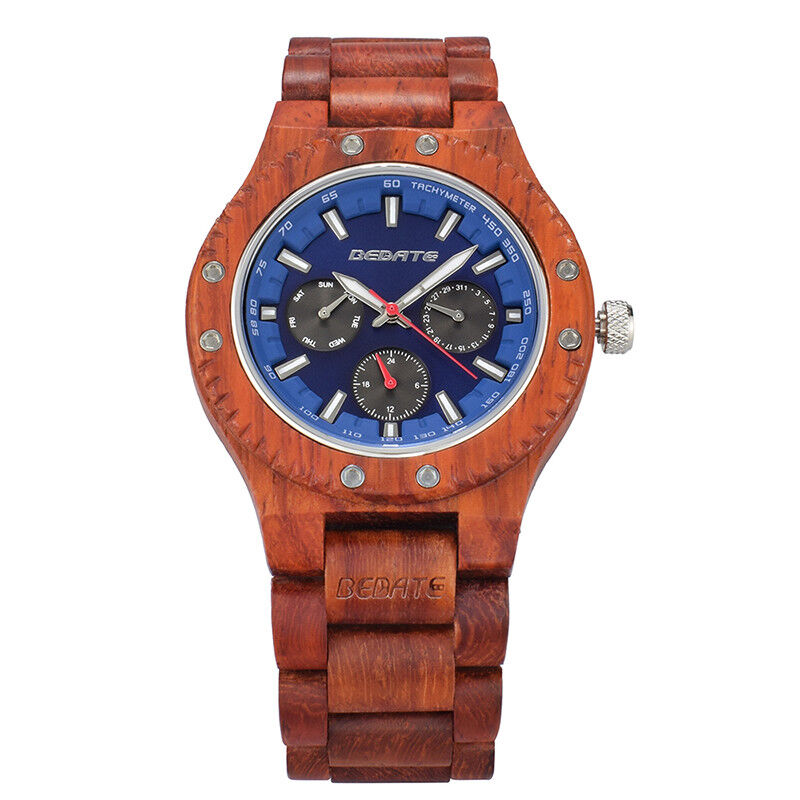 Bedate Luxury Wood Watch for Men Quartz Analog Wrist Watches Wooden Band New
