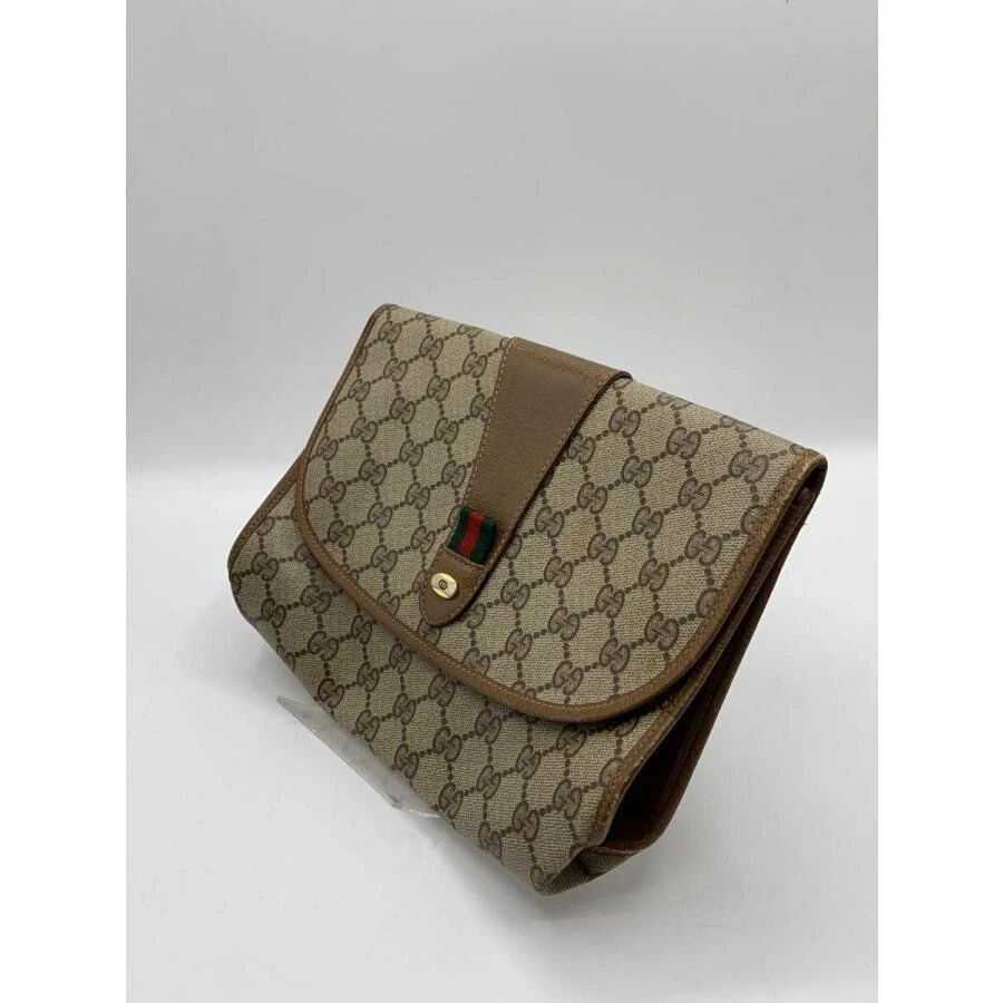 Authentique Gucci Old Gucci Sherry Line GG Supreme deuxième sac pochette sac cuir PVC
