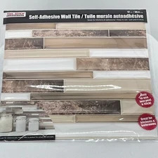 LOT 10 Sheets Hardware Self Adhesive Tan Brown and White Wall Tile 12x12 in