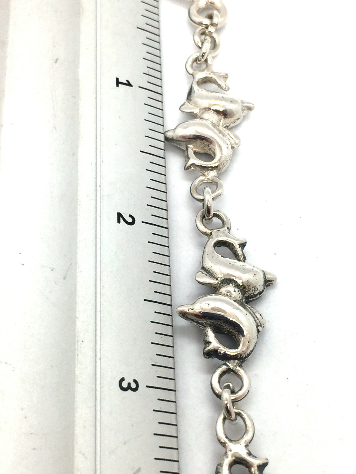 Solid 925 Sterling Silver Dolphin Bracelet with T… - image 2