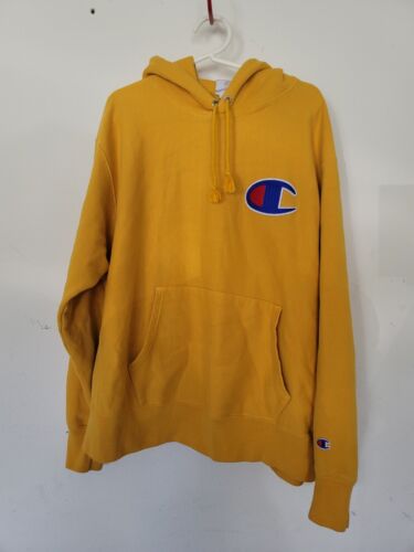 Champion Reverse Weave Hoodie Sweatshirt Yellow Gold Men's Size XL X-Large - Picture 1 of 7