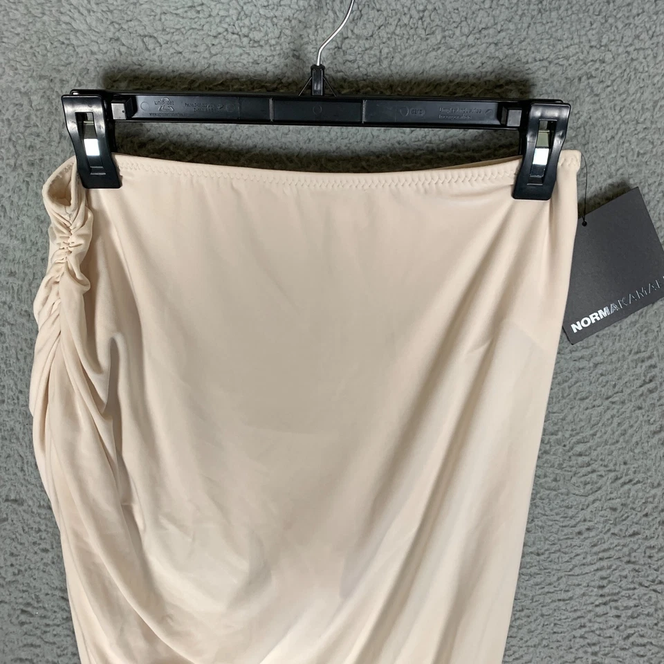 Norma Kamali 戴安娜裙子尺寸 XL/38 骨不对称下摆皱褶球衣全新带标签 185 美元 — 第 2/4 张图片