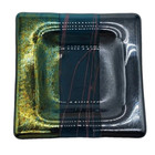 Dichroic Pin Dish Art Glass Square 4" Fused Plate Iridescent Kurt McVay Style